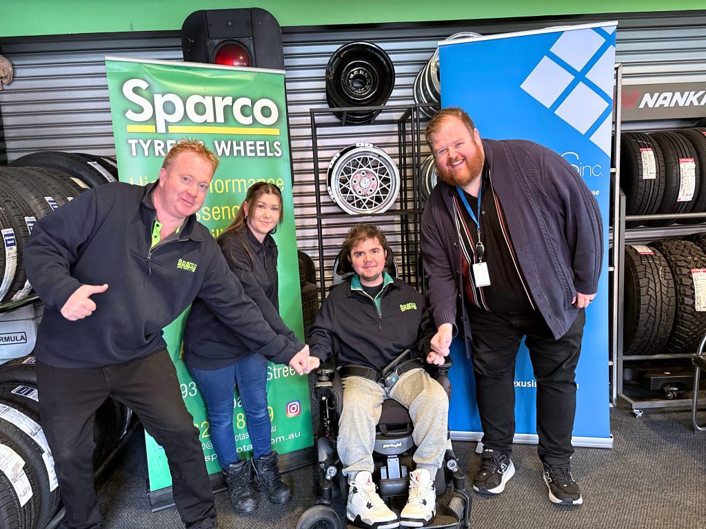 Nexus Customised Employment Program client Josh secures a job with local auto parts and tyre business Sparco after joining the program just over three months ago